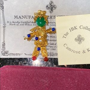 Rare Camrose&Kross JBK Gold Scarecrow Brooch Pin